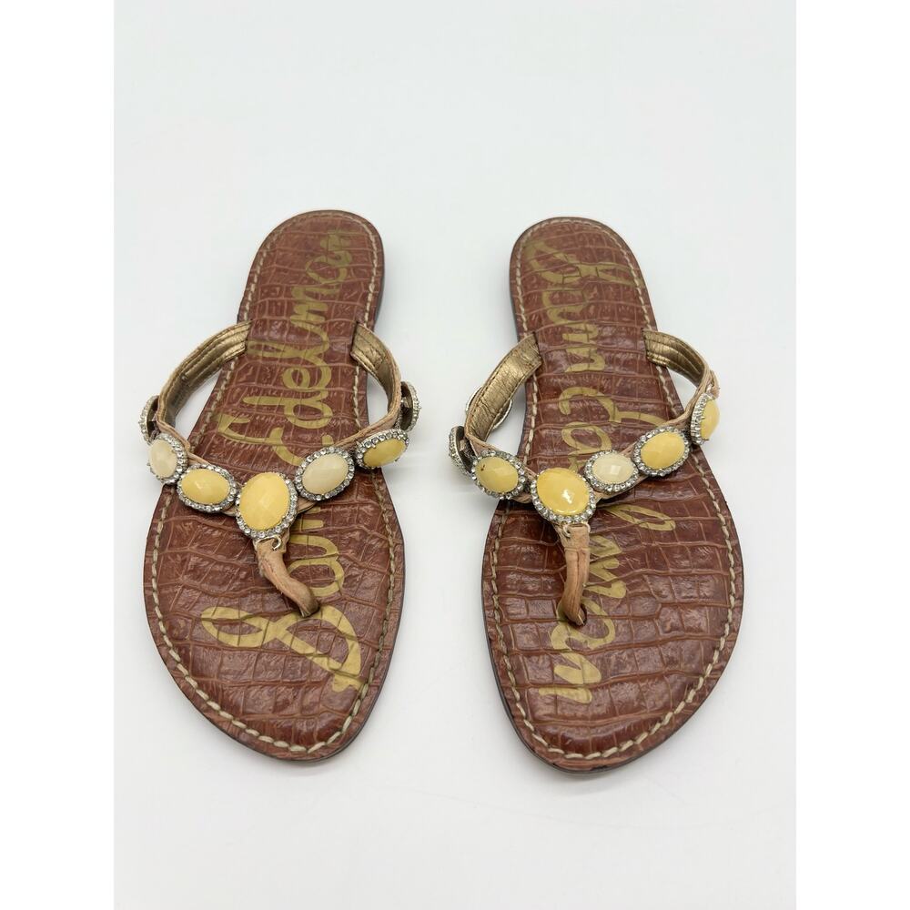 Sam Edelman Womens Gracelyn Flip Flop Flats Sandals Rhinestone Beaded Straps 8M